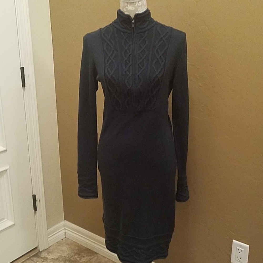 Athleta Navy Cable-Knit Midi Dress